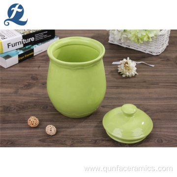 Wholesale Custom Green Ceramic Food Storage Canister